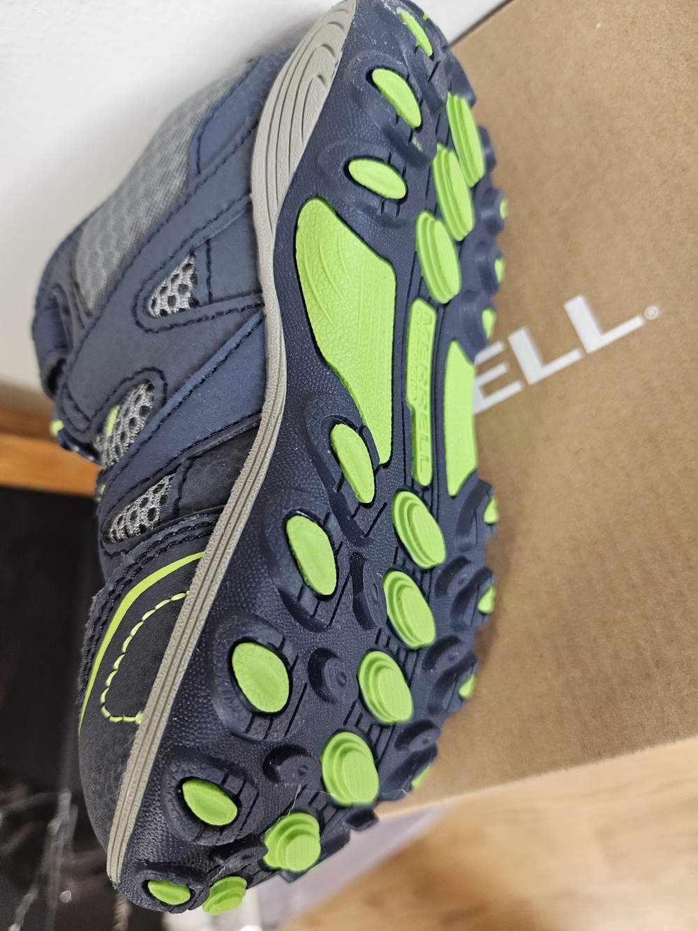 Merrell Kids Navy and Lime Trail Chaser 9.5 Wide Sneaker - Picture 3 of 4